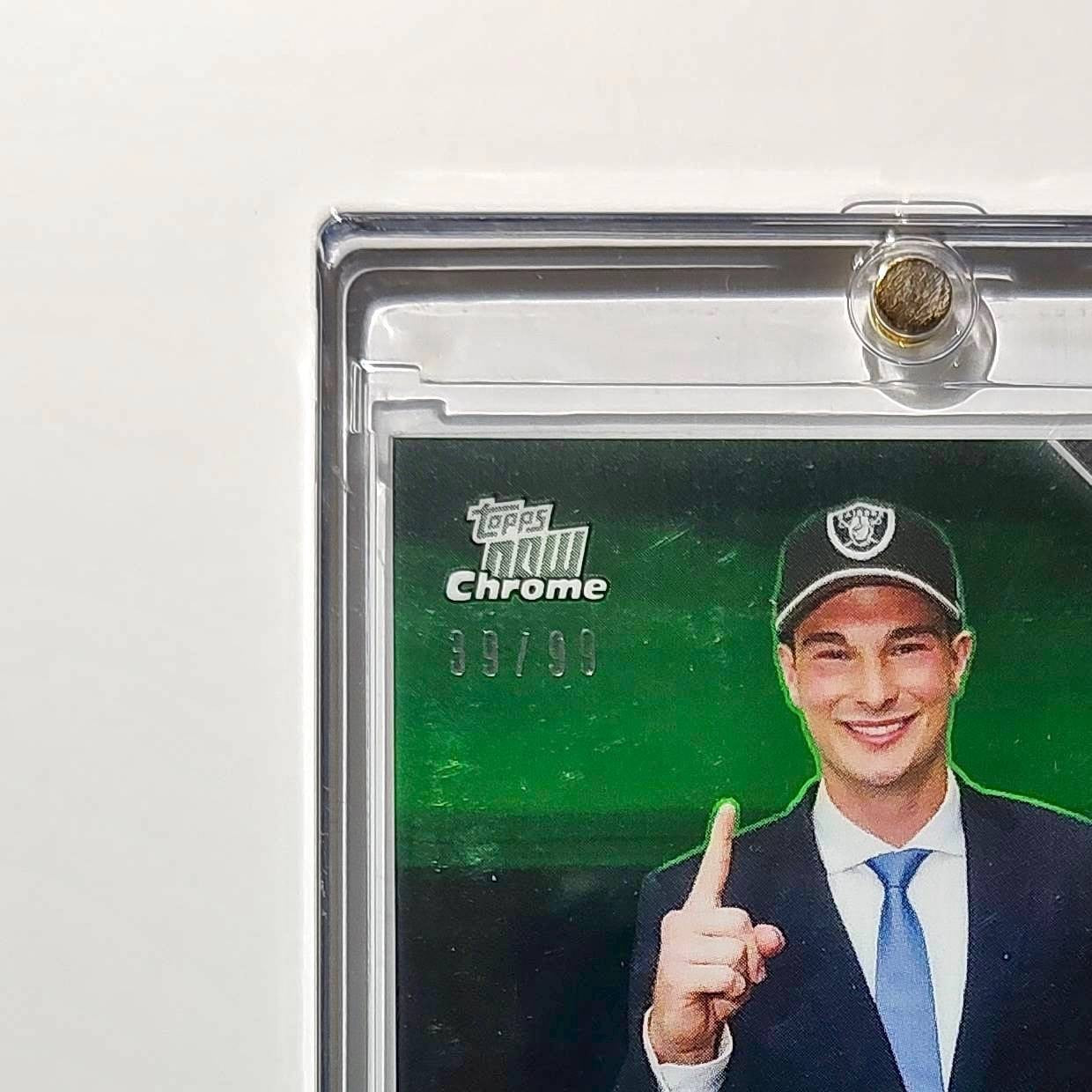 Fernando Mendoza Rookie 2026 Topps Now Draft Night Chrome Green Foil 39/99 Card