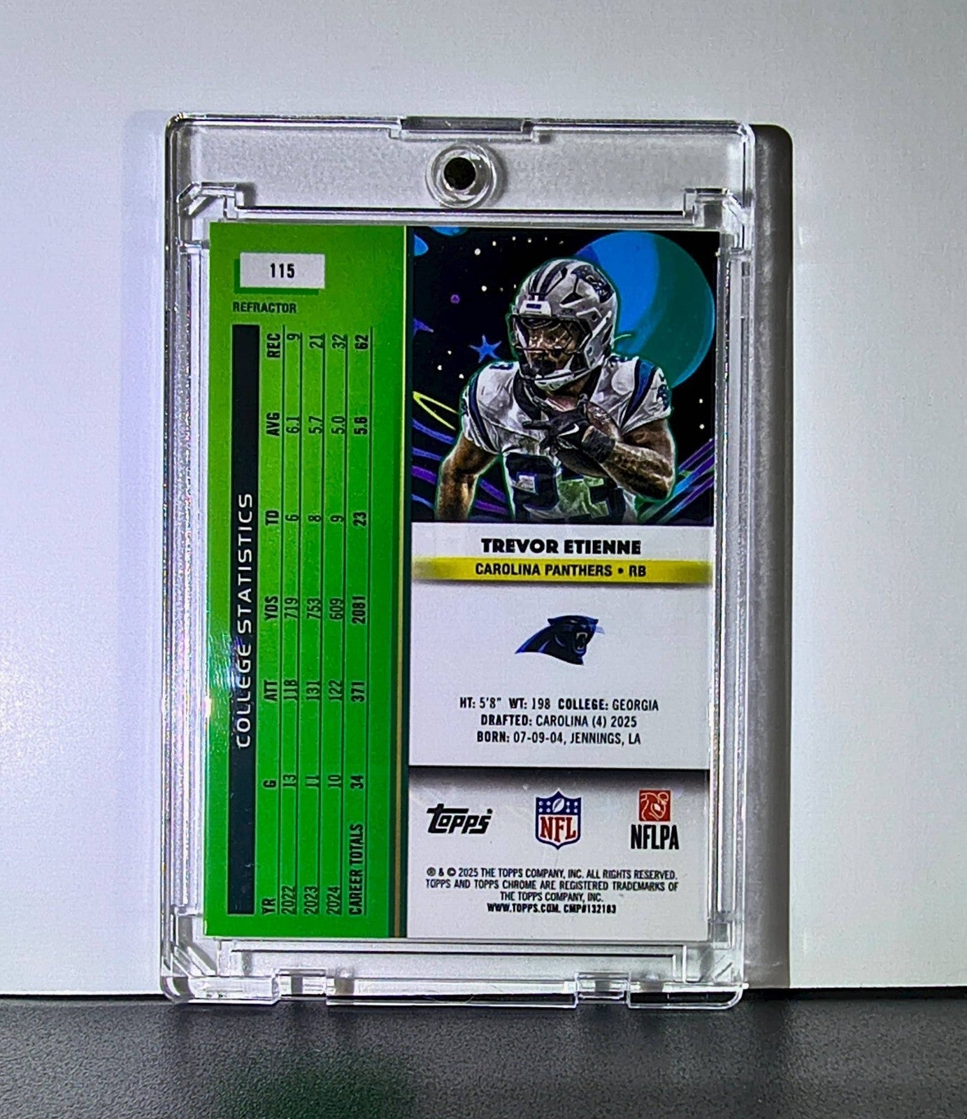 Trevor Etienne 2025 Topps Chrome Cosmic Refractor NFL #115 Carolina Panthers