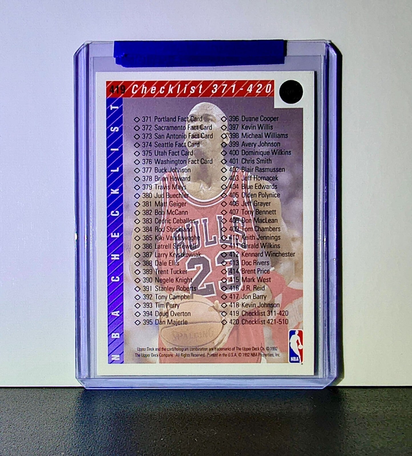 Michael Jordan 1992-93 Upper Deck Checklist #419 Basketball Card Chicago Bulls