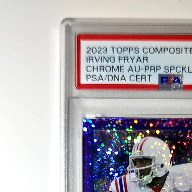 Irving Fryar 2023 Topps Chrome Purple Speckle Refractor 18/199 PSA 10 Auto 9