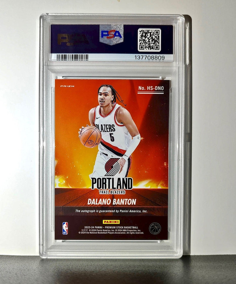 Dalano Banton 2023 NBA Hoops #HS-DN0 Hot Signatures Prizm Disco PSA 9 Auto 10