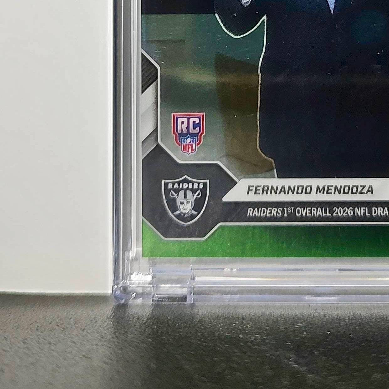 Fernando Mendoza Rookie 2026 Topps Now Draft Night Chrome Green Foil 39/99 Card