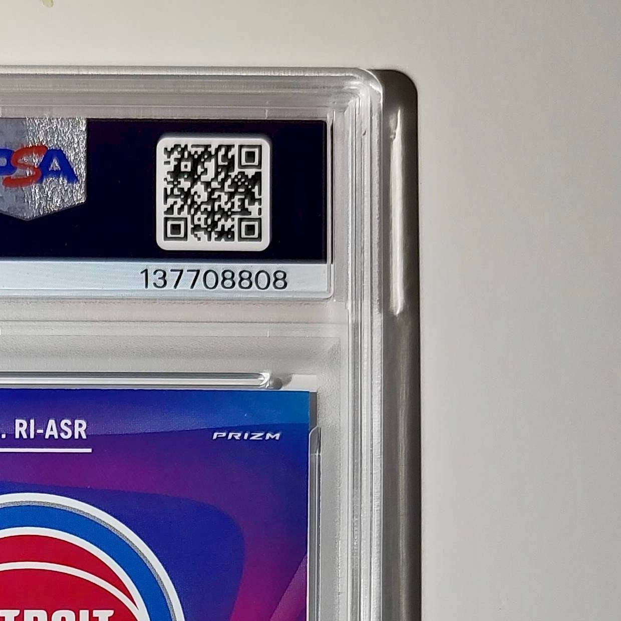 Ausar Thompson 2023 NBA Hoops #RI-ASR Rookie Ink Prizm Disco Ball PSA 9 Auto 8