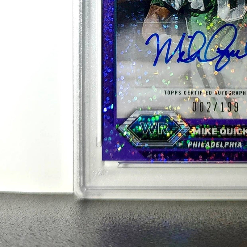 Mike Quick 2023 Topps Chrome Purple Speckle Refractor 2/199 PSA 9 Auto 10