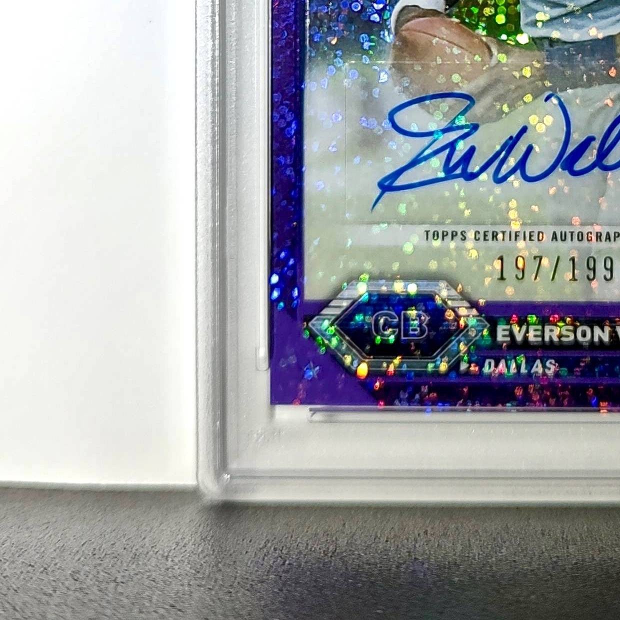 Everson Walls 2023 Topps Chrome Purple Speckle Refractor 197/199 PSA 10 Auto 9