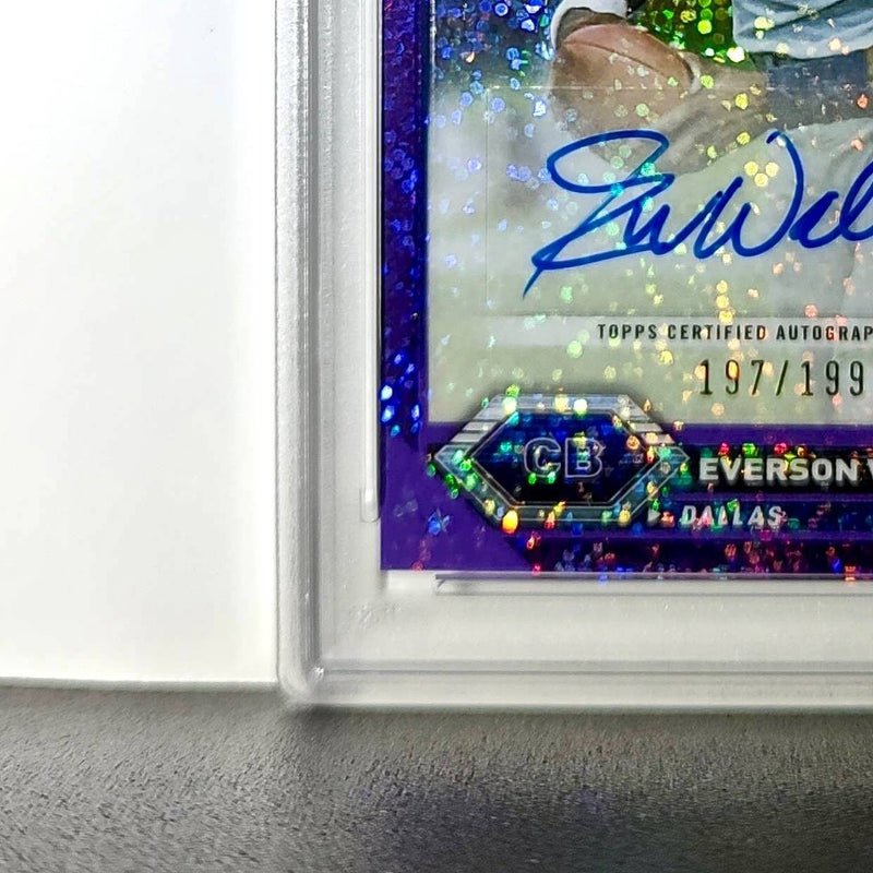 Everson Walls 2023 Topps Chrome Purple Speckle Refractor 197/199 PSA 10 Auto 9