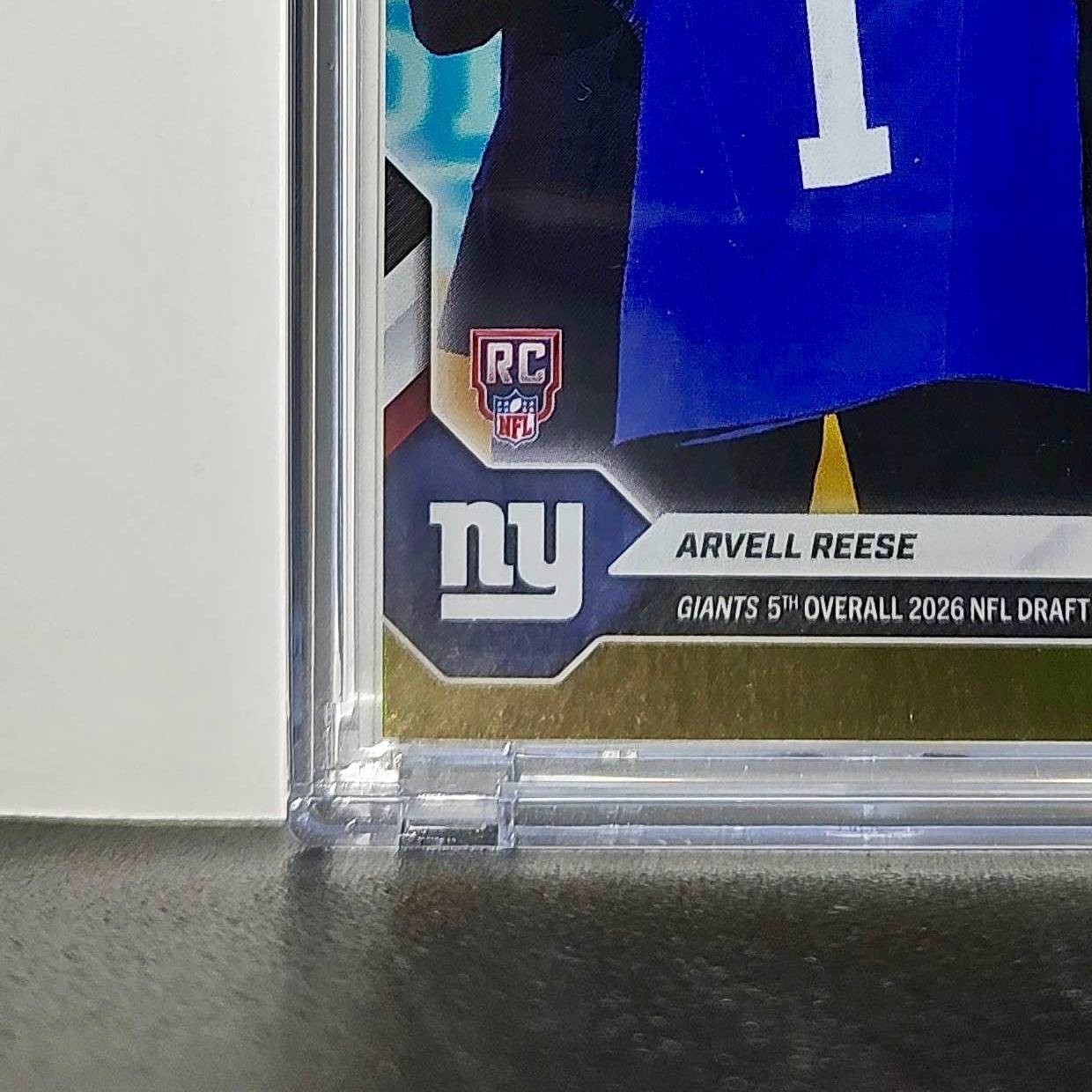 Arvell Reese Rookie 2026 Topps Now Draft Night #AREE Gold Foil 06/50 Card Giants