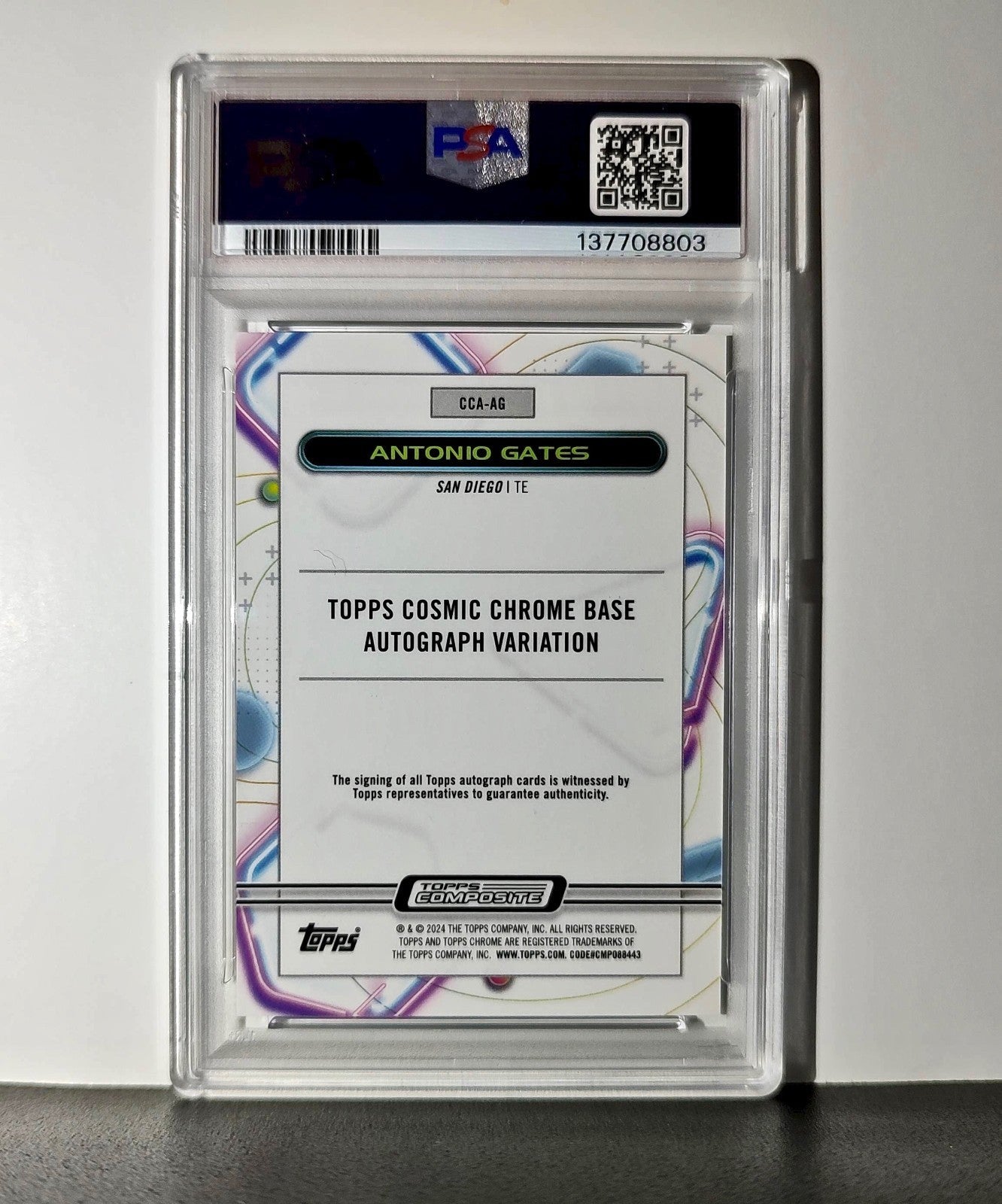 Antonio Gates 2023 Topps Chrome Cosmic #CCA-AG Refractor PSA 10 Auto 10