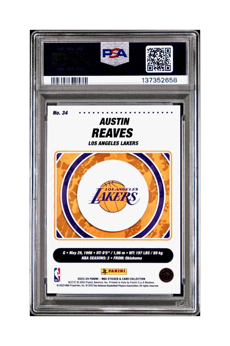 Austin Reaves 2023-24 Panini Sticker Cards #34 141/200 Blue Foil PSA 8 NM-MT