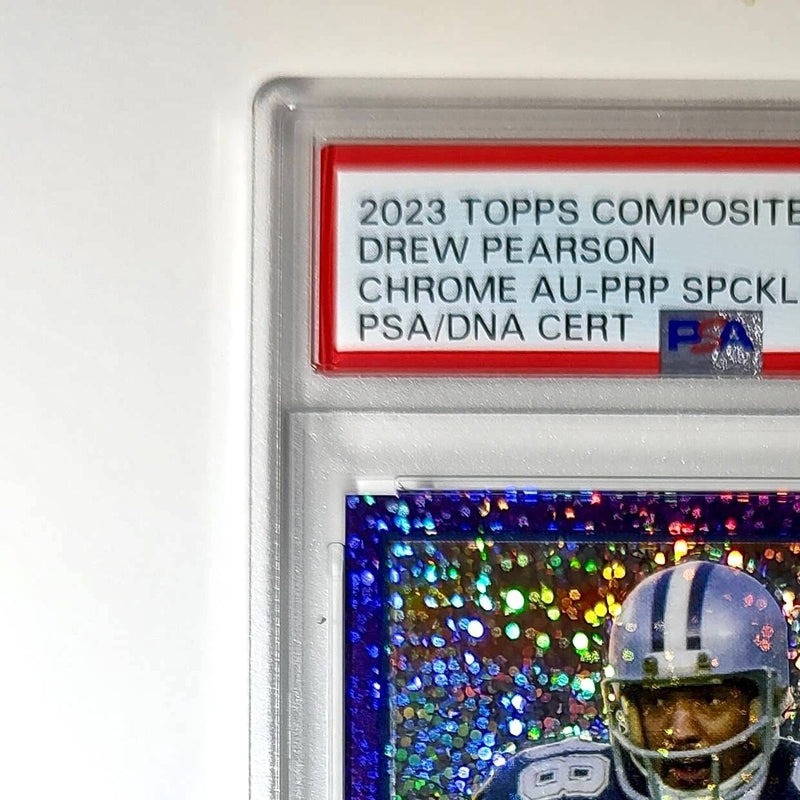 Drew Pearson 2023 Topps #TCA-DPE Chrome Purple Speckle 19/199 PSA 10 Auto 9