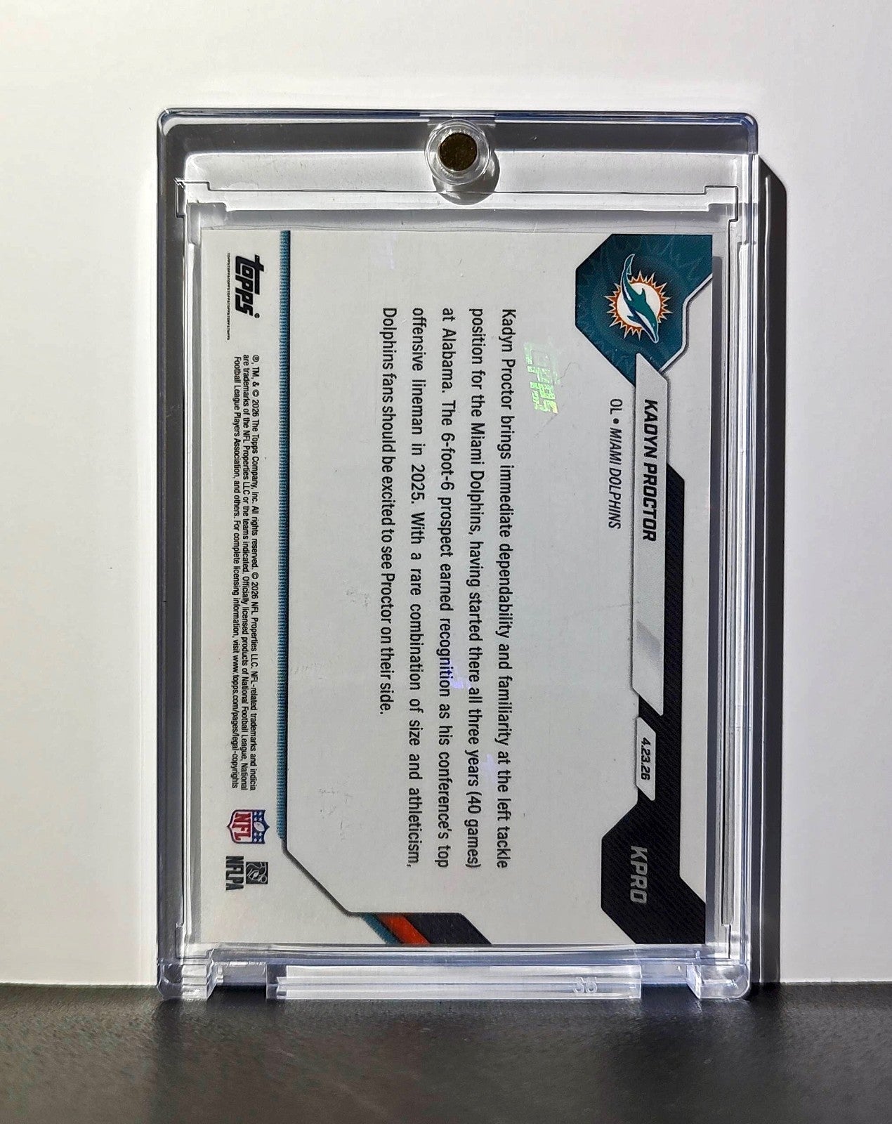 Kadyn Proctor Rookie 2026 Topps Now Draft Night #KPRO Black Foil 1/10 Card