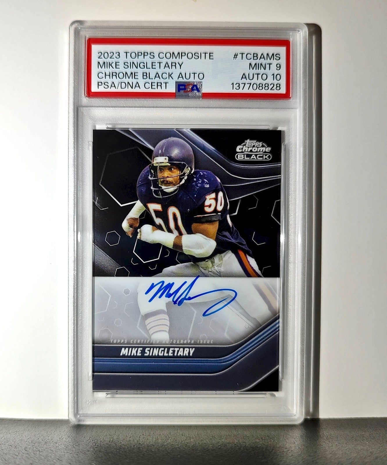 Mike Singletary 2023 Topps Chrome Black #TCAB-MS PSA 9 Auto 10