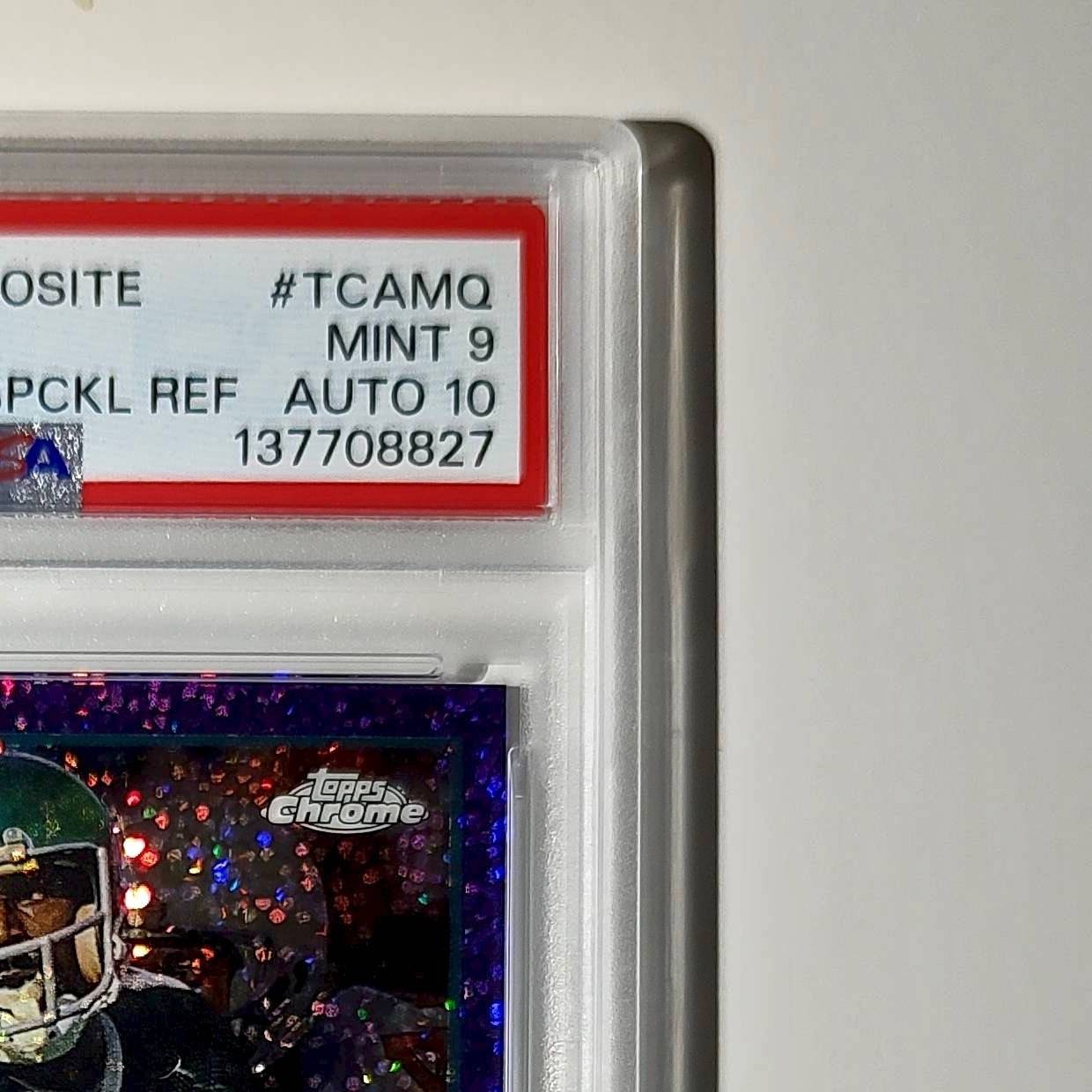 Mike Quick 2023 Topps Chrome Purple Speckle Refractor 2/199 PSA 9 Auto 10