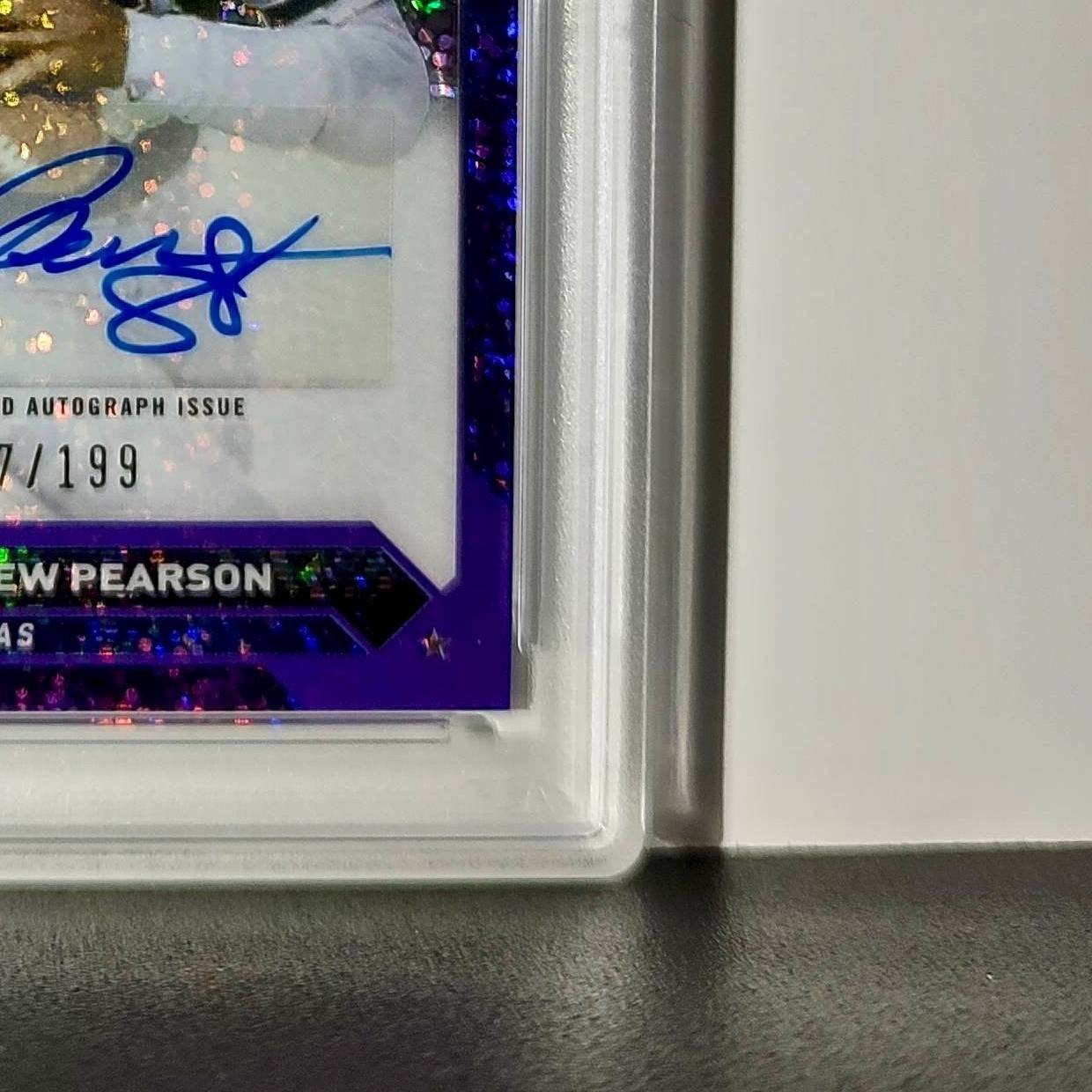Drew Pearson 2023 Topps #TCA-DPE Chrome Purple Speckle 19/199 PSA 10 Auto 9