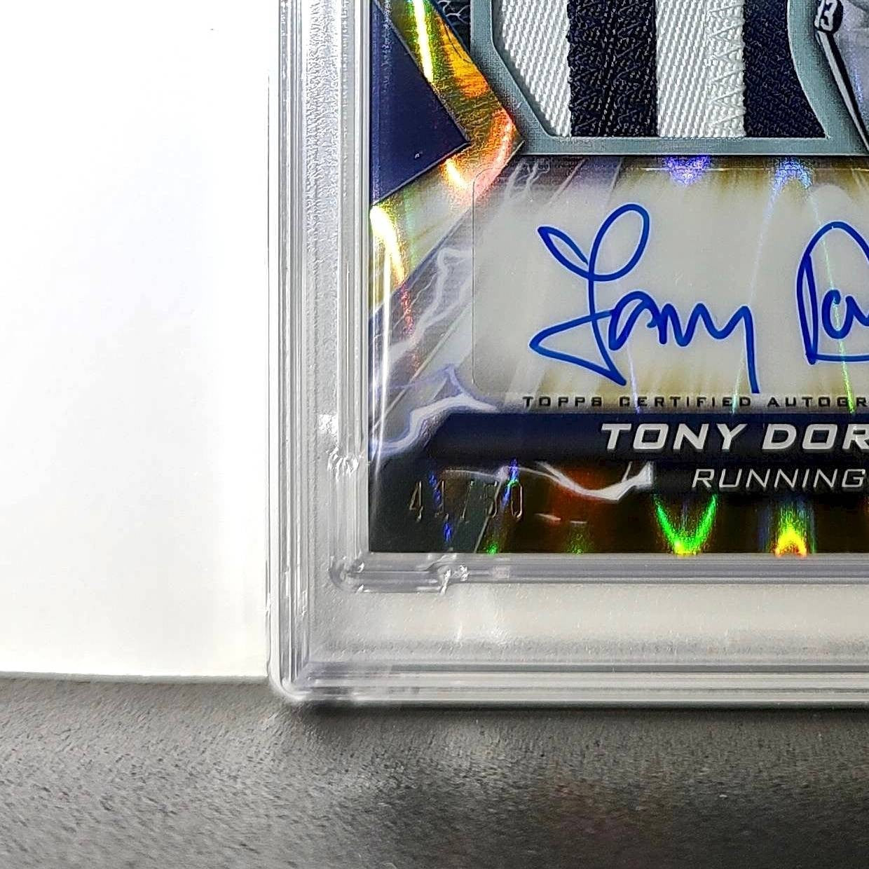 Tony Dorseett 2023 Topps #RPA-TDR Resurgence Patch Gold 41/50 PSA 8 Auto 10