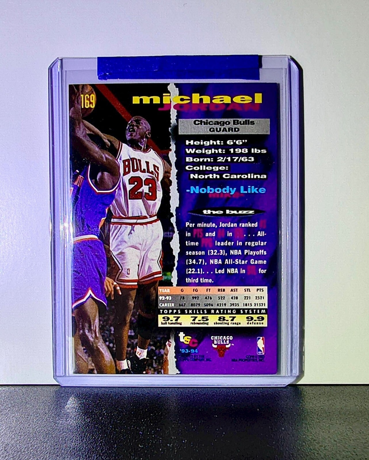 Michael Jordan 1993-94 Topps Stadium Club #169 Basketball Card Chicago Bulls