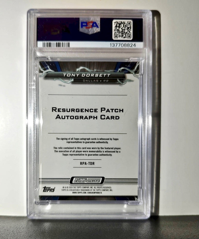 Tony Dorseett 2023 Topps #RPA-TDR Resurgence Patch Gold 41/50 PSA 8 Auto 10