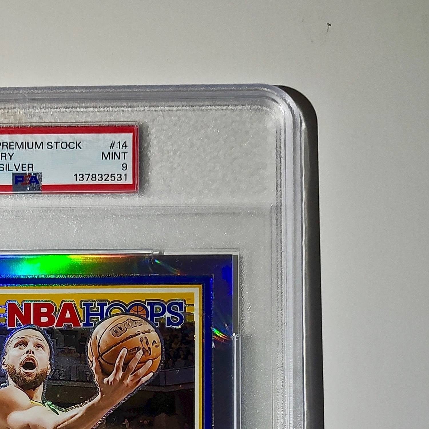 Stephen Curry 2023 Panini Premium Stock NBA Hoops #14 Jumbo Refractor PSA 9 Mint