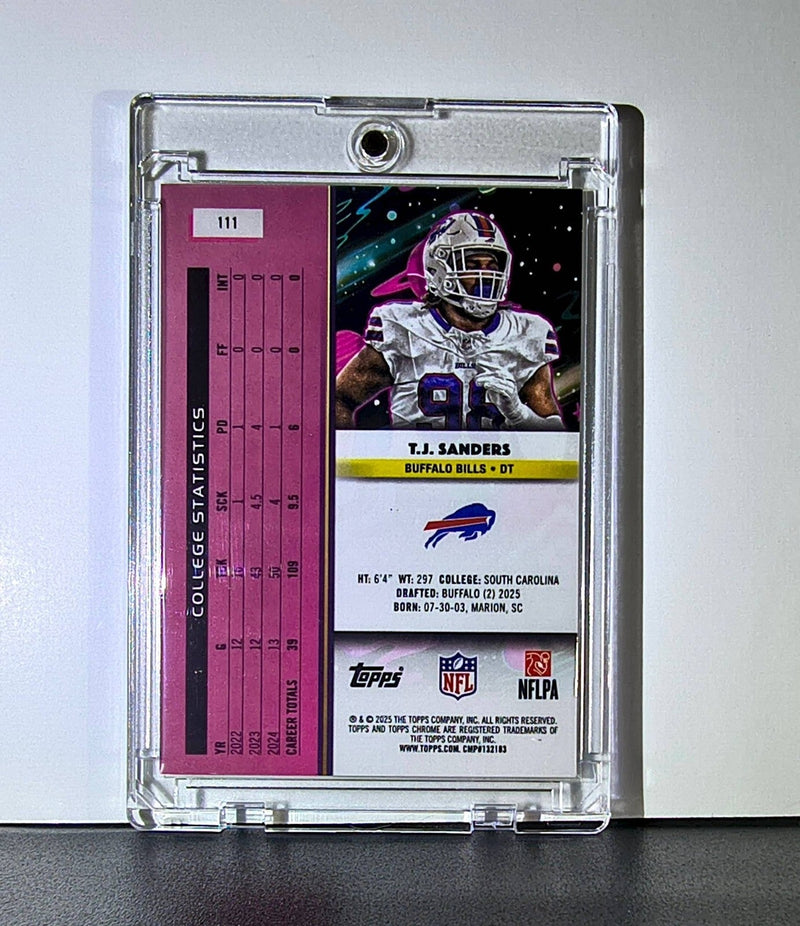 T.J. Sanders Rookie 2025 Topps Chrome Cosmic Nebula NFL #111 Card Buffalo Bills