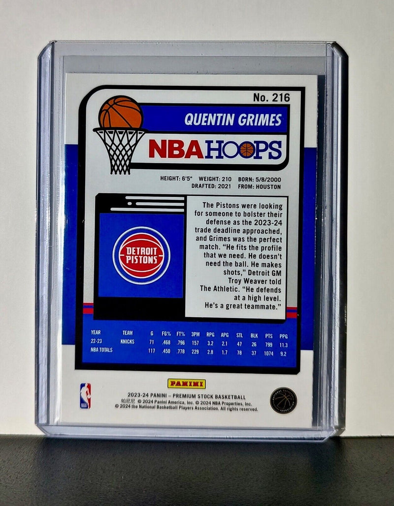 Quentin Grimes 2023-24 Panini Premium Stock NBA Hoops #216 Card Detroit Pistons