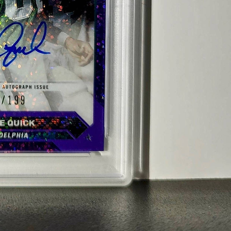 Mike Quick 2023 Topps Chrome Purple Speckle Refractor 2/199 PSA 9 Auto 10