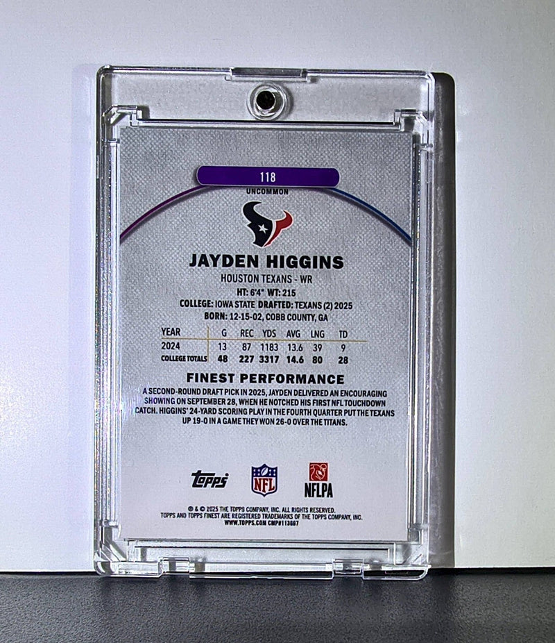 Jayden Higgins Rookie 2025 Topps Finest NFL #118 Uncommon Houston Texans 084/250