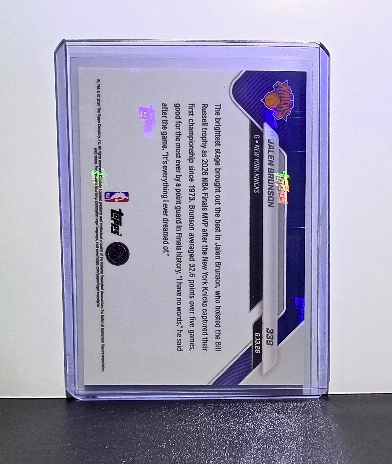 Jalen Brunson 2025-26 Topps Now #339 NBA Finals MVP New York Knicks