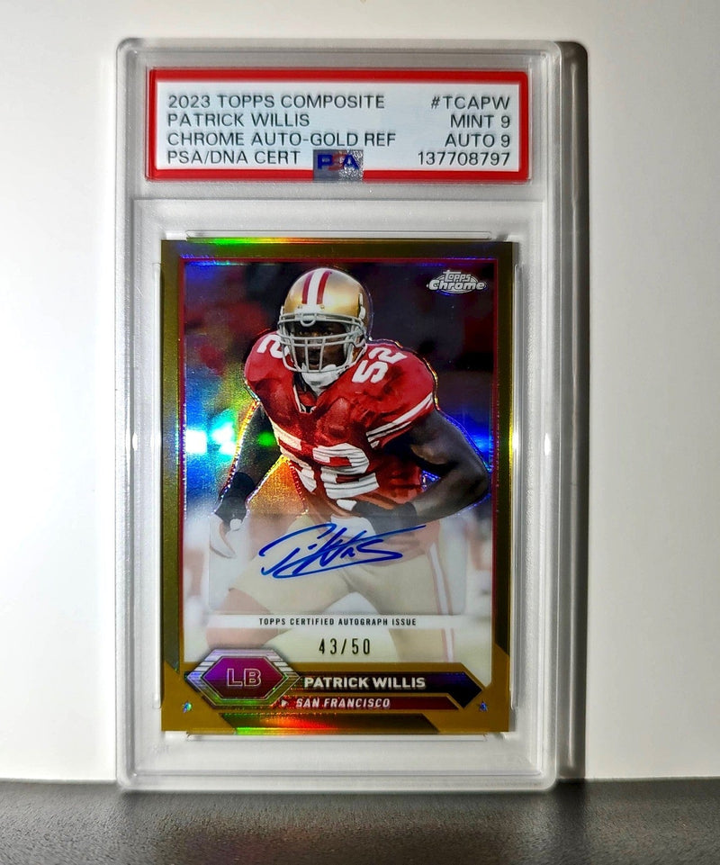 Patrick Willis 2023 Topps Chrome #TCA-PW Gold Refractor 43/50 PSA 9 Auto 9