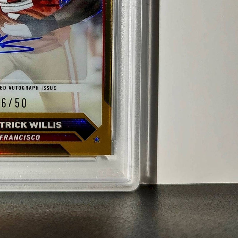 Patrick Willis 2023 Topps Chrome #TCA-PW Gold Refractor 16/50 PSA 6 Auto 10