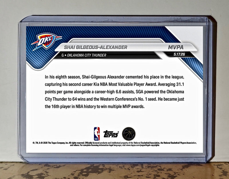 Shai Gilgeous-Alexander 2025-26 Topps Now MVPA Most Valuable Player Card PreSale
