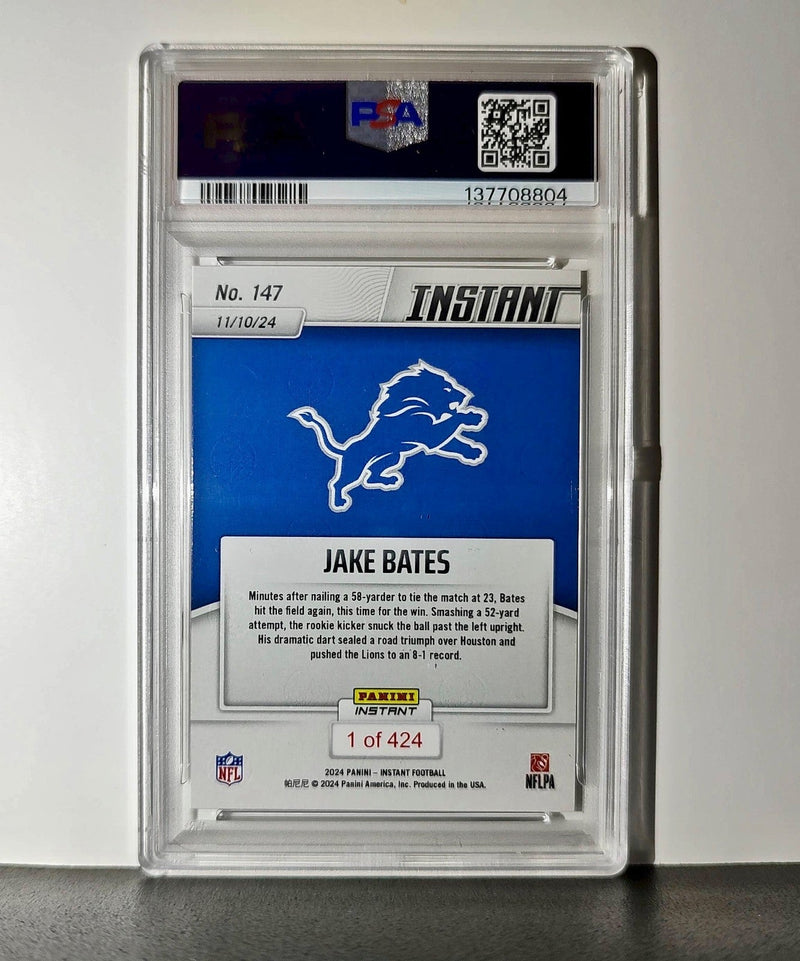 Jake Bates Rookie 2024 Panini NFL #147 Detroit Lions PSA 9 Auto 9