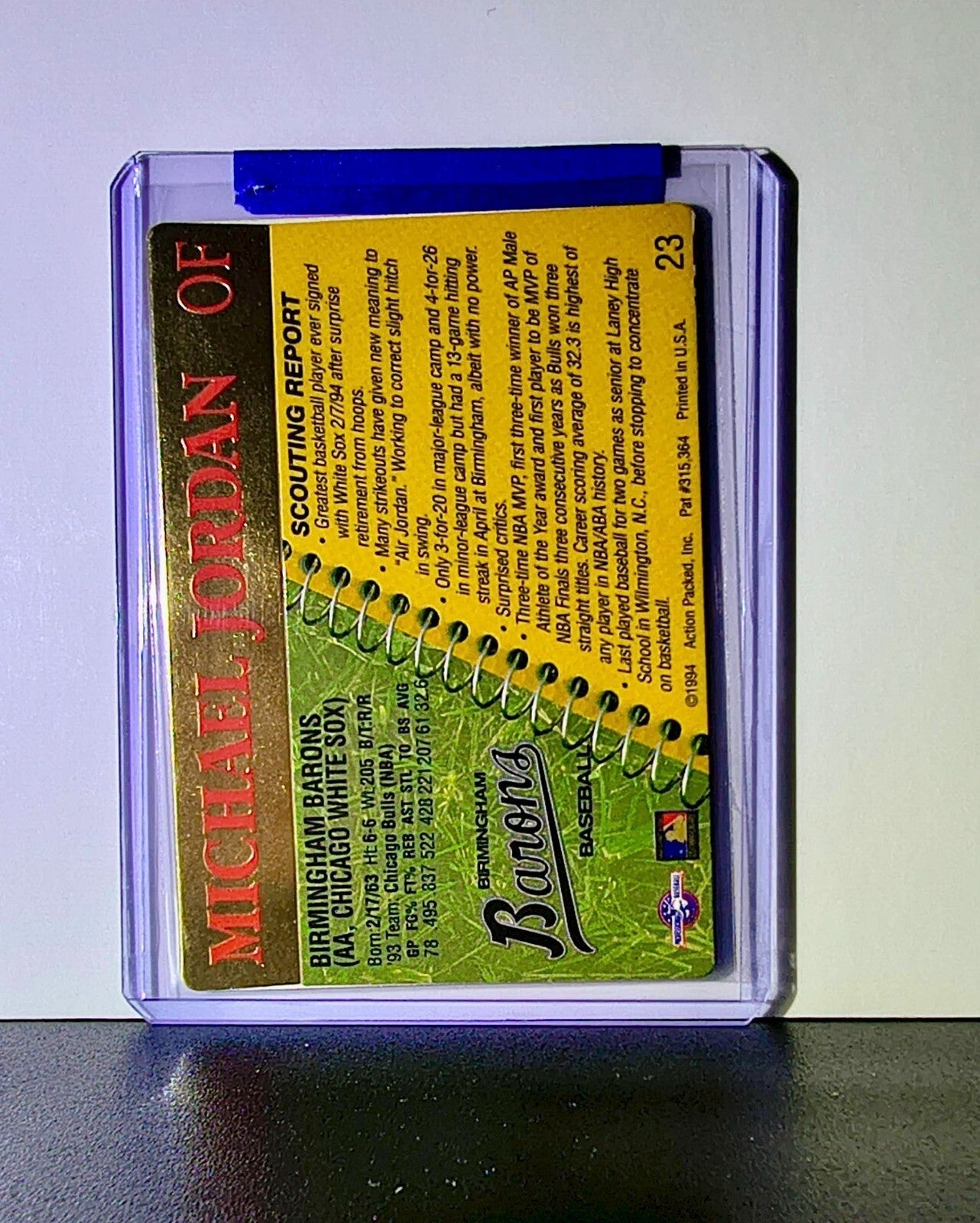 Michael Jordan 1994 Action Packed #23 Baseball Card Barons