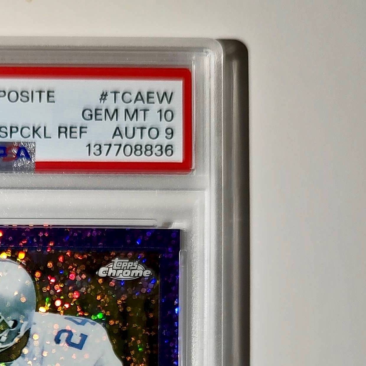 Everson Walls 2023 Topps Chrome Purple Speckle Refractor 197/199 PSA 10 Auto 9