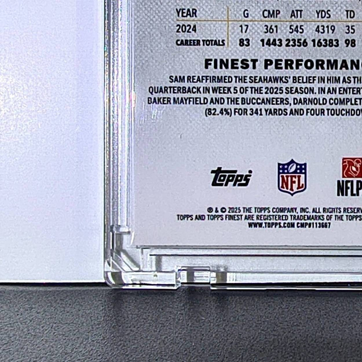 Sam Darnold 2025 Topps Finest Nebula NFL #147 Uncommon Purple Refractor 191/200