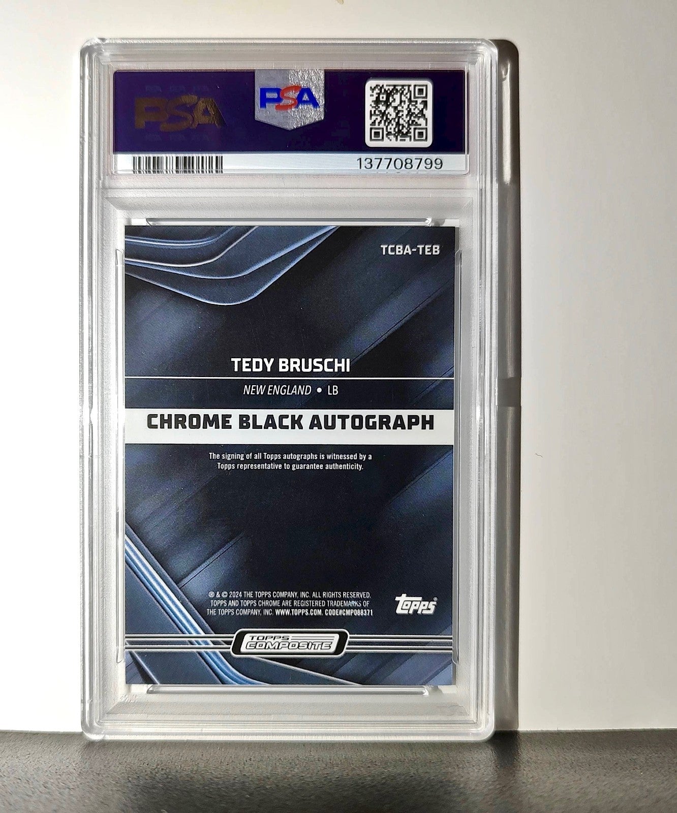 Tedy Bruschi 2023 Topps Chrome Black #TCBA-TEB PSA 9 Auto 10