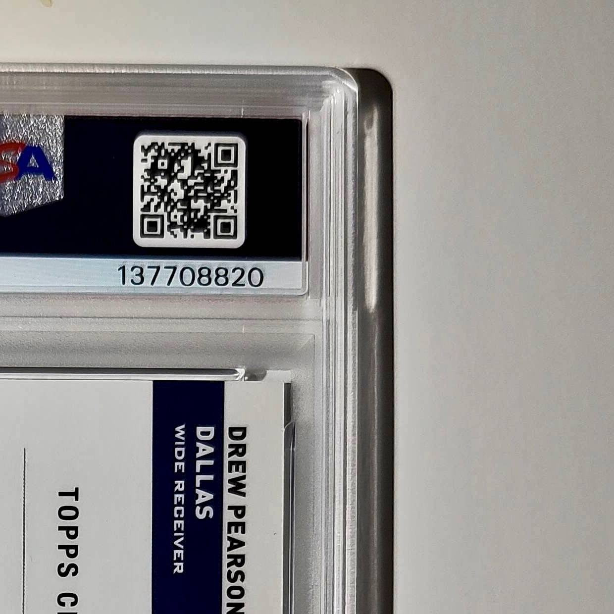 Drew Pearson 2023 Topps #TCA-DPE Chrome Purple Speckle 19/199 PSA 10 Auto 9