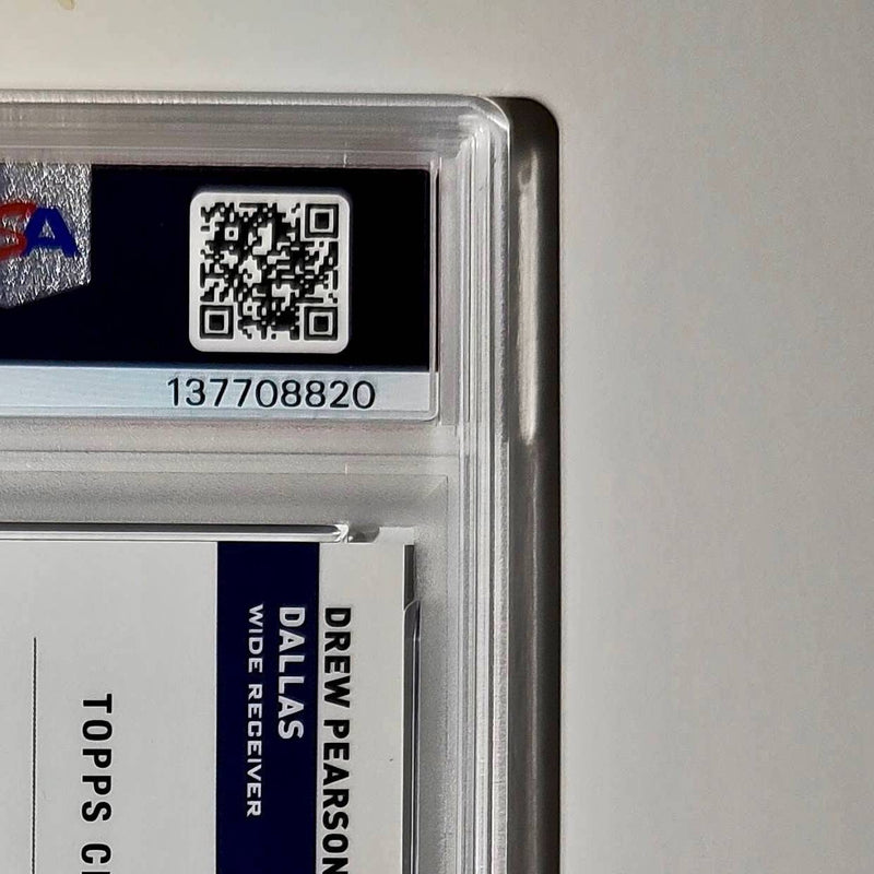 Drew Pearson 2023 Topps #TCA-DPE Chrome Purple Speckle 19/199 PSA 10 Auto 9