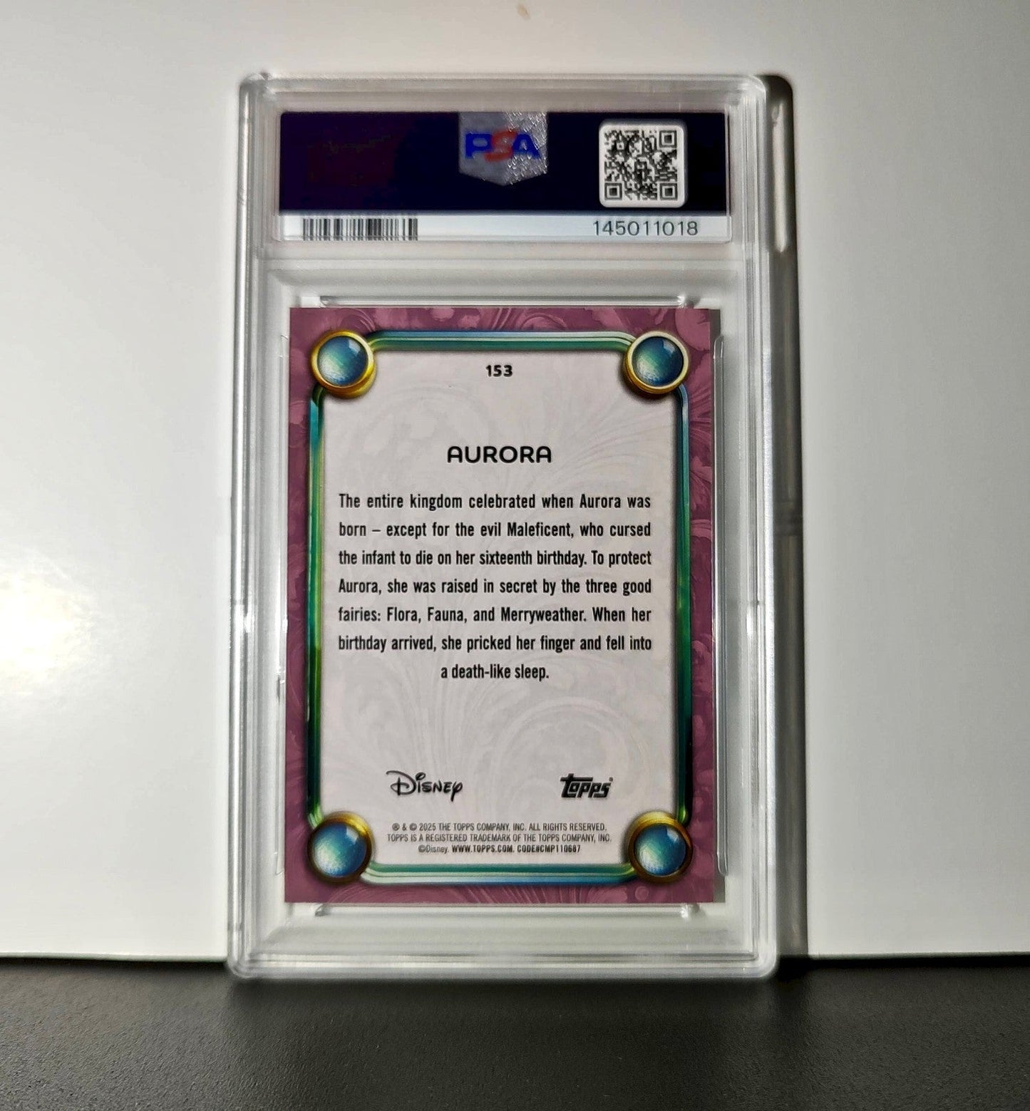 Aurora 2025 Topps Disney Cartoon Princess #153 Card Sleeping Beauty PSA 9