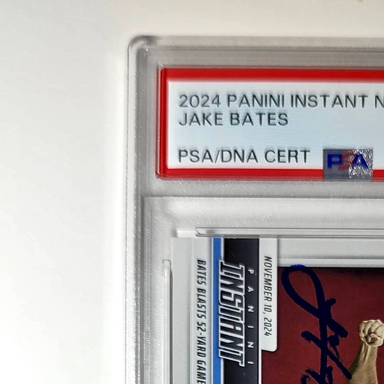 Jake Bates Rookie 2024 Panini NFL #147 Detroit Lions PSA 10 Auto 9