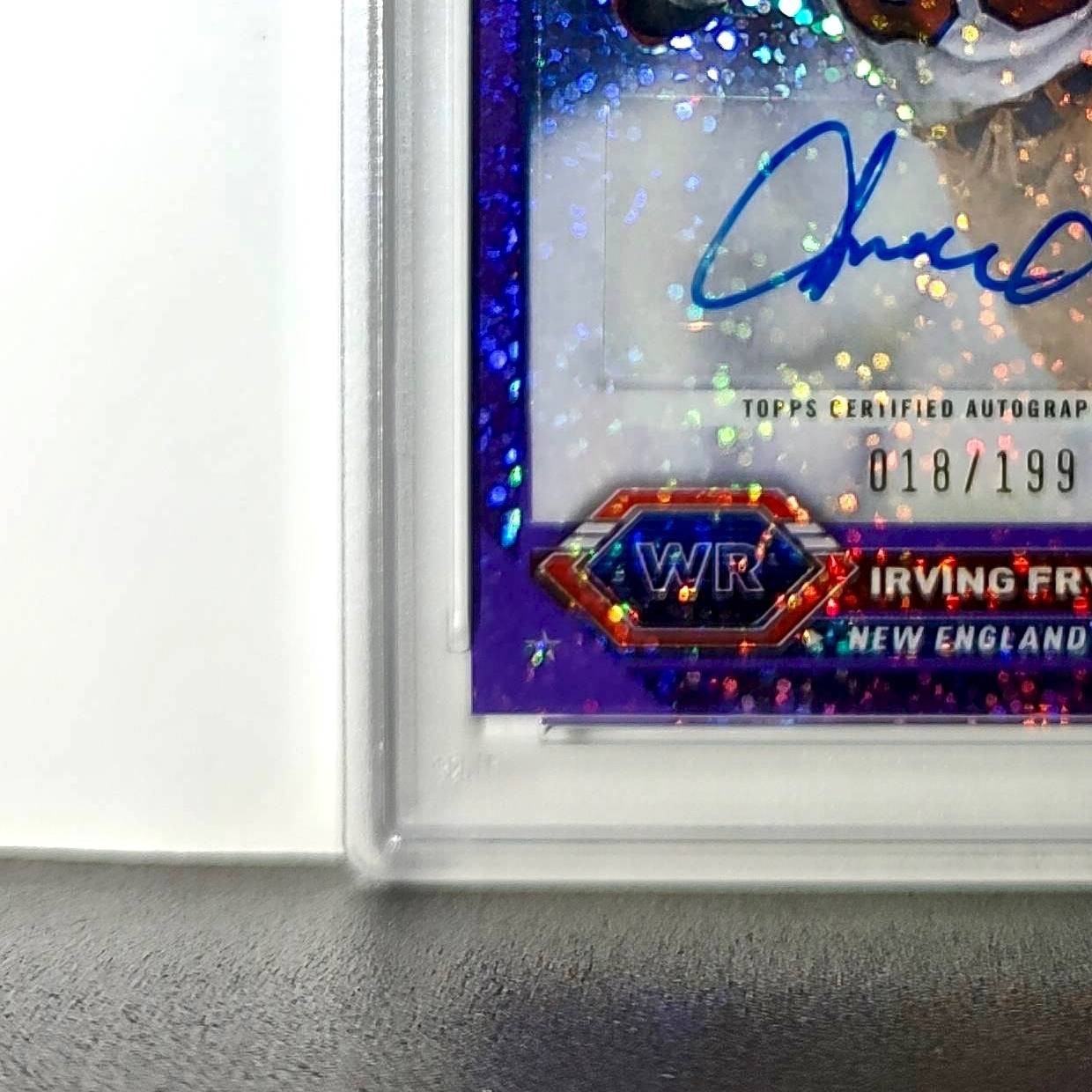 Irving Fryar 2023 Topps Chrome Purple Speckle Refractor 18/199 PSA 10 Auto 9