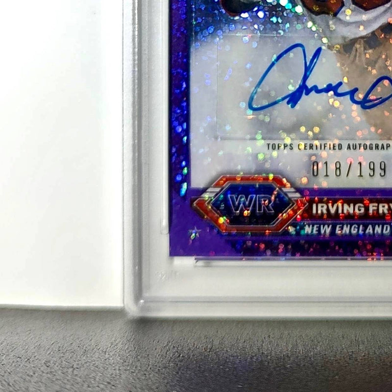 Irving Fryar 2023 Topps Chrome Purple Speckle Refractor 18/199 PSA 10 Auto 9