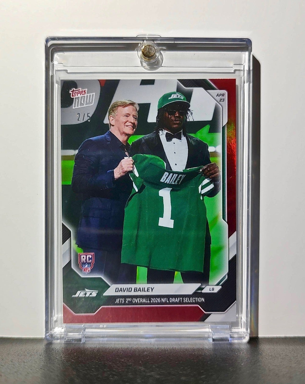 David Bailey Rookie 2026 Topps Now Draft Night #DBAL Red Foil 2/5 Card Jets