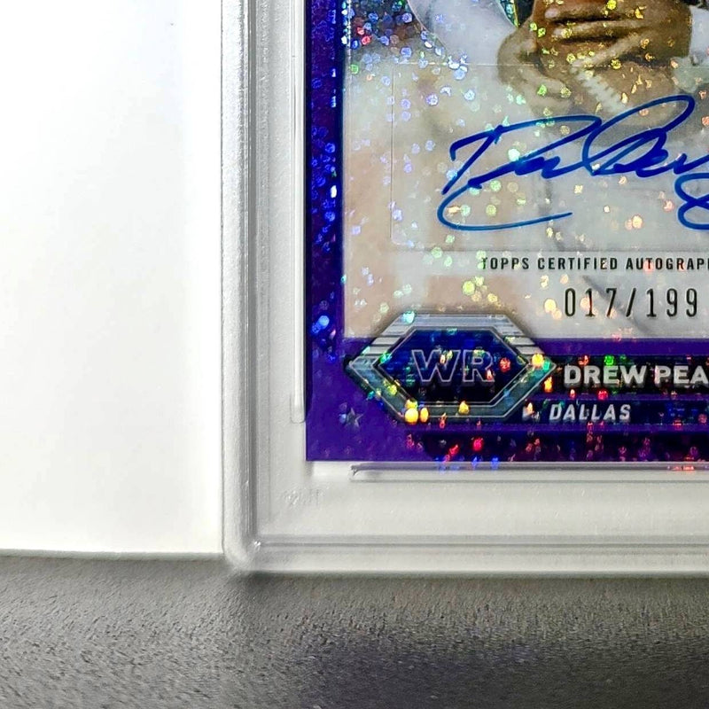 Drew Pearson 2023 Topps #TCA-DPE Chrome Purple Speckle 19/199 PSA 10 Auto 9