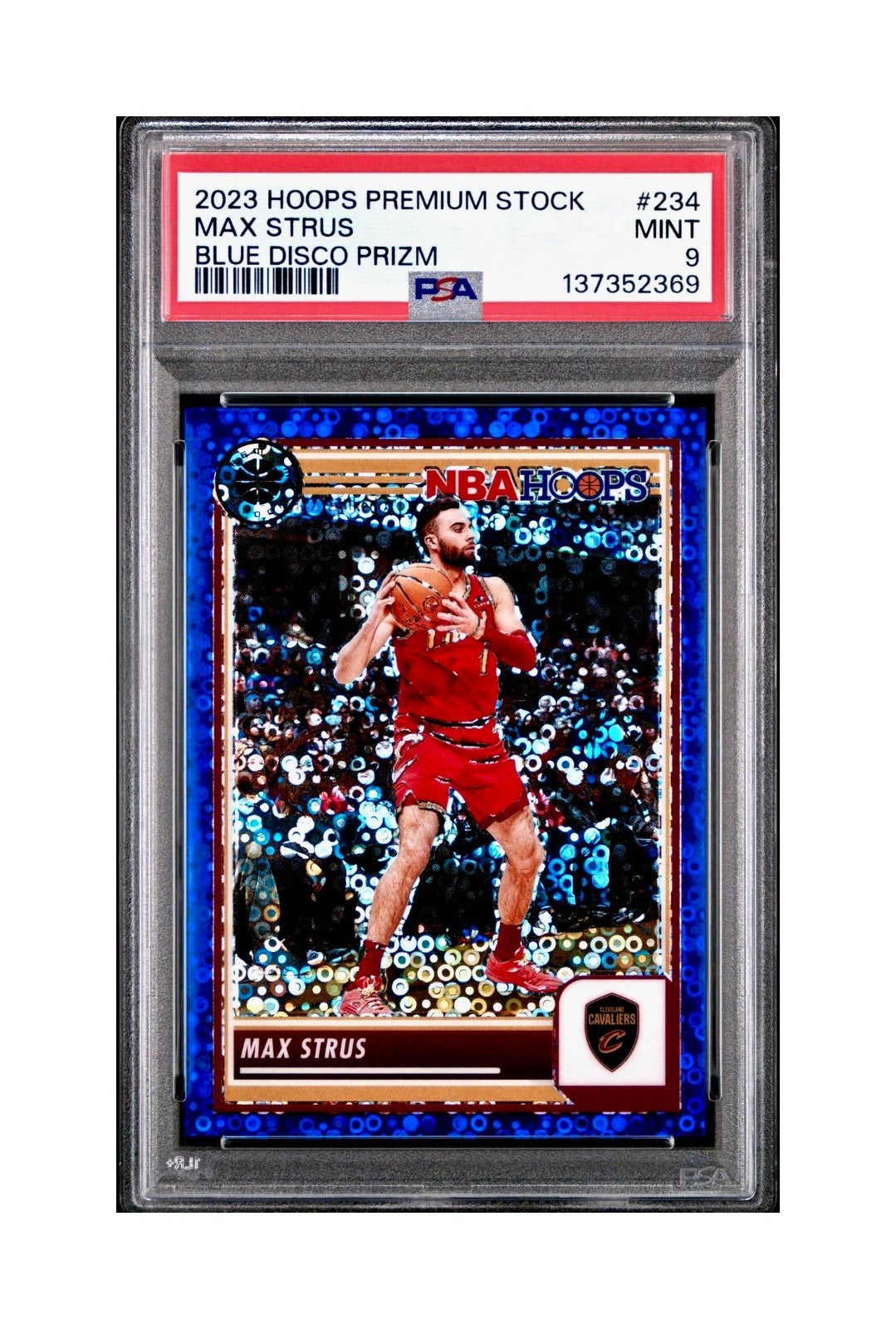 Max Strus 2023 Panini Hoops Premium #234 27/99 Blue Disco Prizm PSA 9 Mint