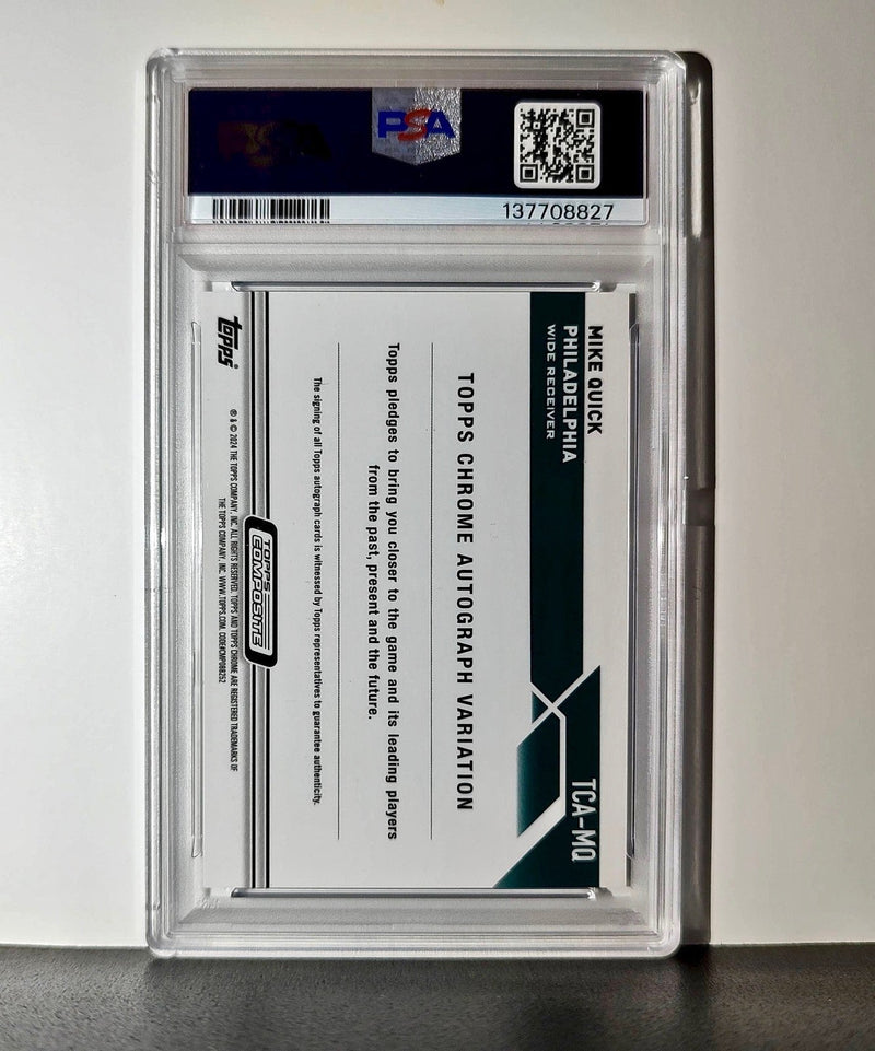 Mike Quick 2023 Topps Chrome Purple Speckle Refractor 2/199 PSA 9 Auto 10