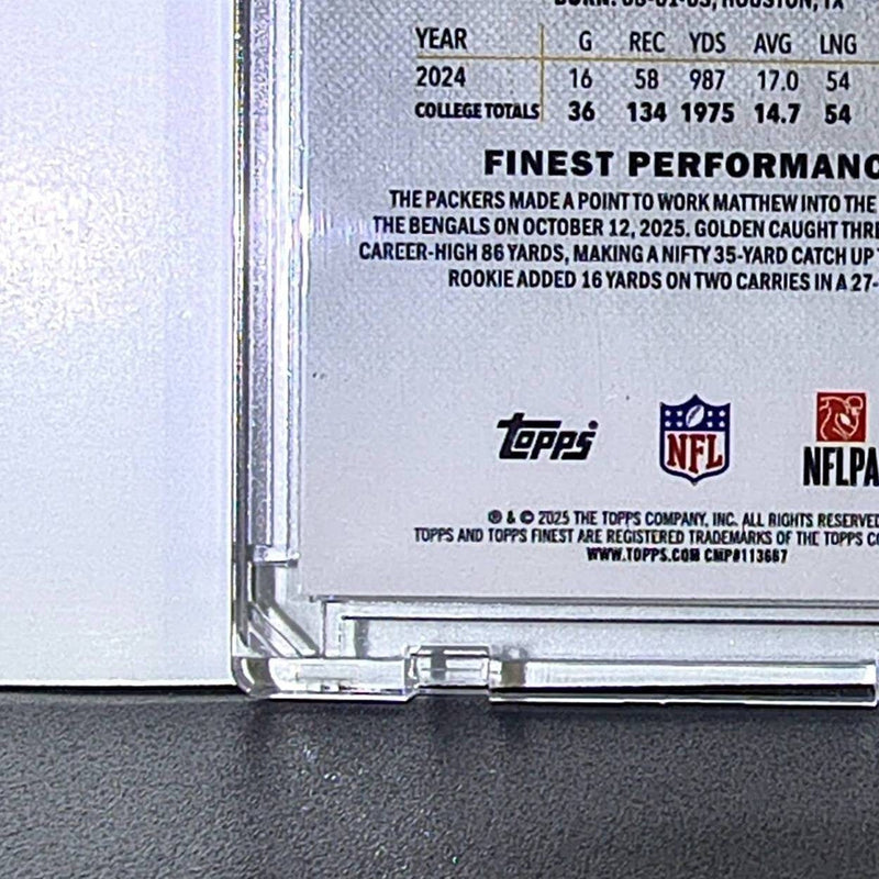 Matthew Golden Rookie 2025 Topps Finest NFL #117 Refractor Green Bay Packers