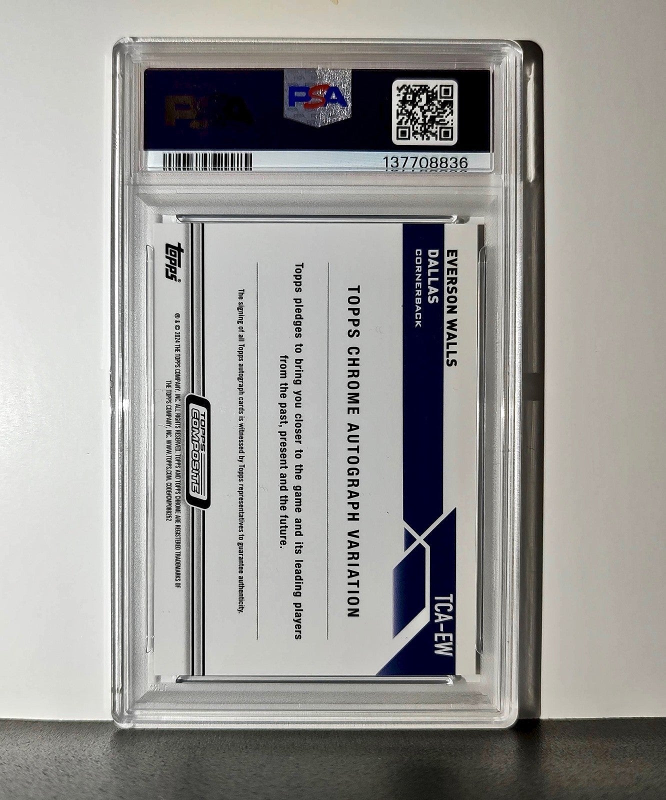 Everson Walls 2023 Topps Chrome Purple Speckle Refractor 197/199 PSA 10 Auto 9