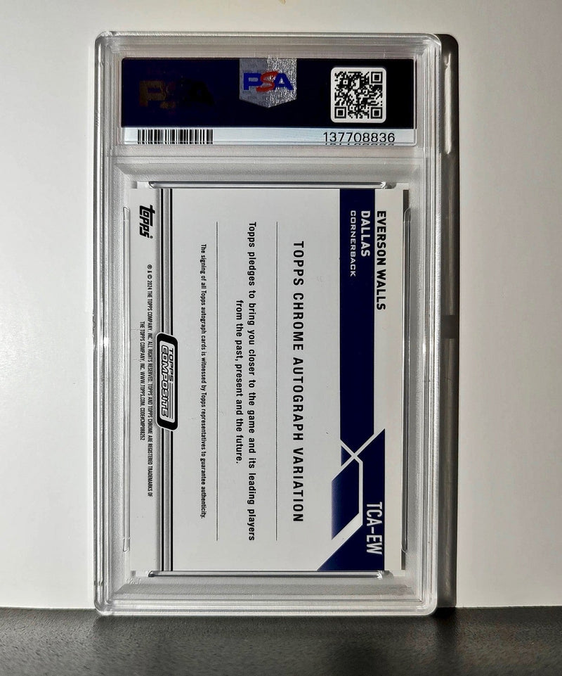 Everson Walls 2023 Topps Chrome Purple Speckle Refractor 197/199 PSA 10 Auto 9