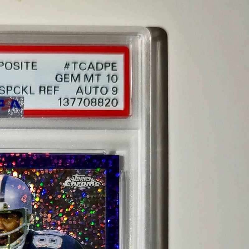 Drew Pearson 2023 Topps #TCA-DPE Chrome Purple Speckle 19/199 PSA 10 Auto 9