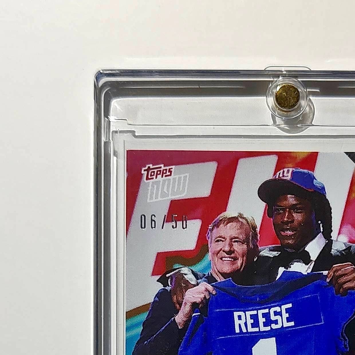 Arvell Reese Rookie 2026 Topps Now Draft Night #AREE Gold Foil 06/50 Card Giants